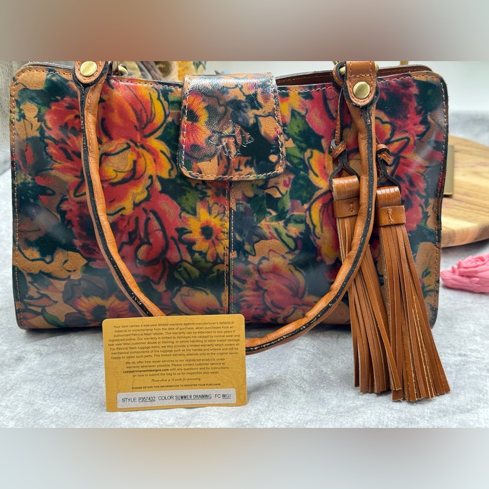 Patricia Nash Rienzo Satchel Shoulder in the "Summer Drawing" floral - Picture 11 of 11